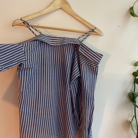 MANGO Off-shoulder striped shirt - Picture 6 of 7